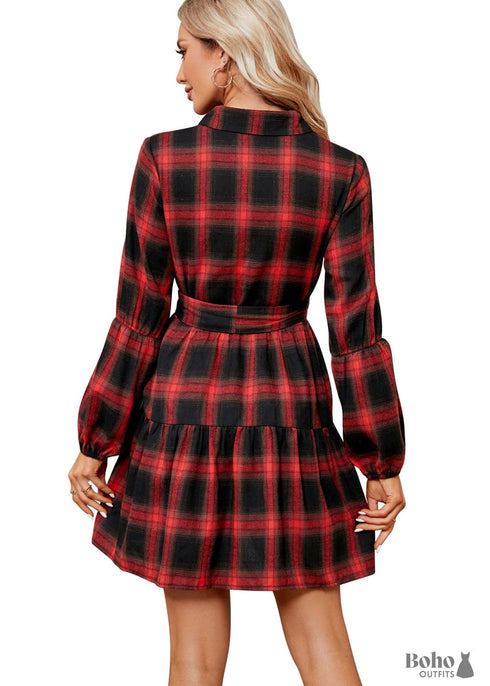 Winter Red Boho Dress